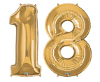 Metallic Gold Number Foil Balloons 86cm ( Number 18 )