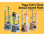TOPET 110cm Cat Tree Trees Scratching Post Scratcher Tower Condo House Bed Toys - Grey Base - Green Pole