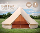 MIUZ 6M 4-Season Bell Tent Waterproof Canvas Glamping Yurt Teepee Commercial Grade Tents