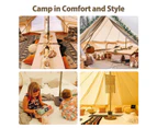MIUZ 6M 4-Season Bell Tent Waterproof Canvas Glamping Yurt Teepee Commercial Grade Tents