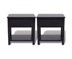 Black Bedside Cabinet Set Of 2 Telephone Lamp Stand Side Table Wooden Nightstand