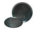 Perforated Black Pizza Tray- 225mm- Flaming Coals- Crispy Base- Holes in tray