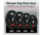 FitnessLab Rubber Olympic Weight Plates Bumper Barbell Lifting Fitness Home Gym Training 20kg