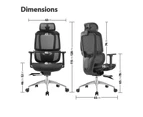 MIUZ Office Chair Executive Computer Chairs Study Home Mesh Lumbar Back Seat Recliner - Black