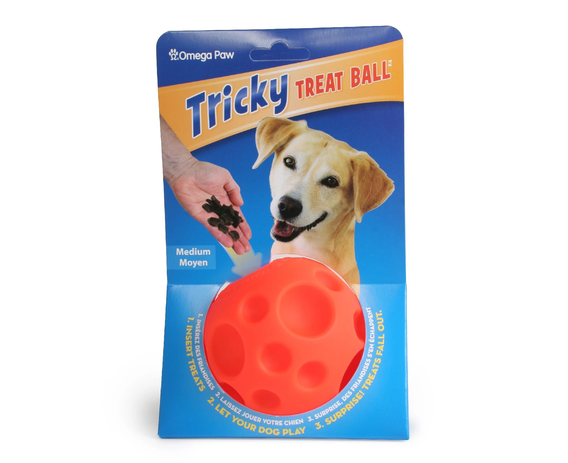 Omega Paw Tricky Treat Ball Treat & Food Dispensing Dog Toy - Medium