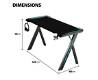 MIUZ Home Office Gaming Desk Computer Study Work Racer Carbon Fiber Table RGB LED 120cm