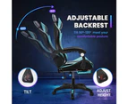 Furb Gaming Chair Racing Recliner Footrest Executive Office Chair Lumbar Support With Headrest Cyan