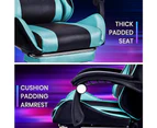 Furb Gaming Chair Racing Recliner Footrest Executive Office Chair Lumbar Support With Headrest Cyan