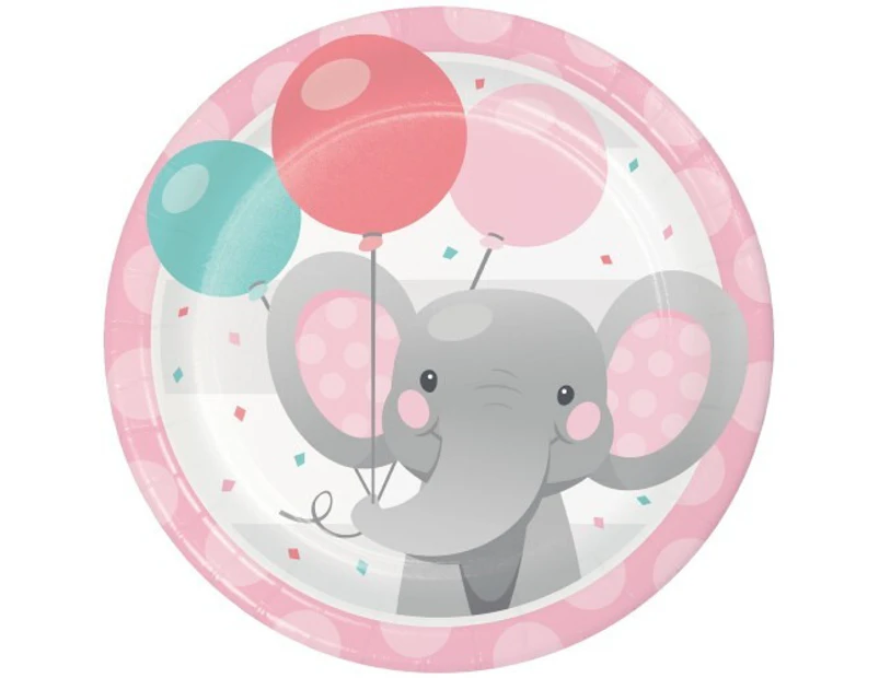 Enchanting Elephant Girl Lunch Plates Paper 18cm Size: One Size