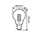 6 Pack x 8w 240v A60 GLS LED Filament Light Bulb - B22 Clear 6000K Daylight