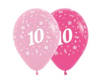 30cm Age 10 Fashion Pink Assorted Latex Balloons, 6PK Size: One Size