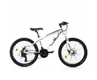 CyclingDeal EXPLORER Kids Children Mountain Bike Bicycle MTB WHITE - 21 Speed 24" Wheels 14" Frame for 8-12 Years Old - White
