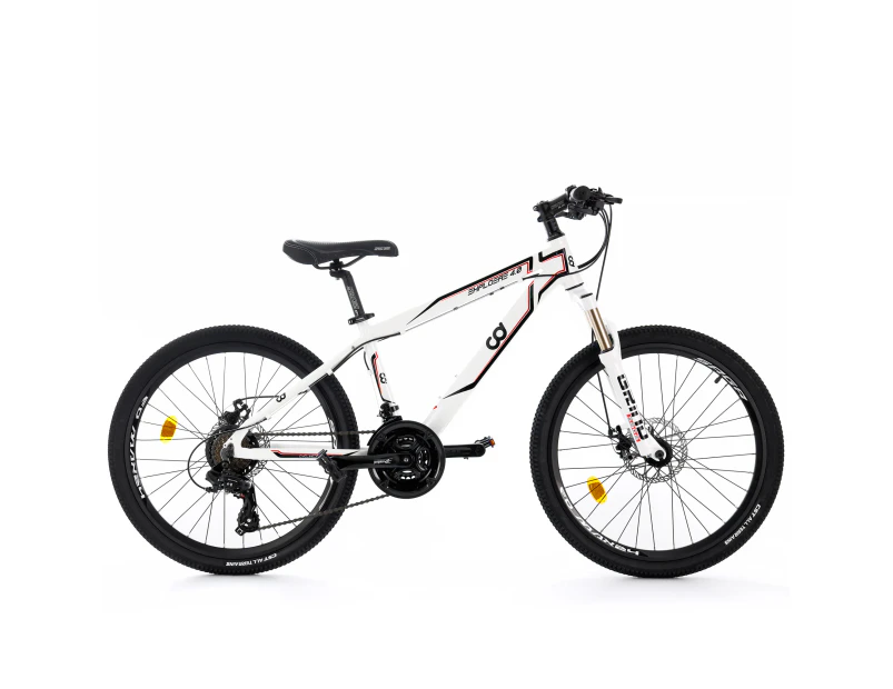 CyclingDeal EXPLORER Kids Children Mountain Bike Bicycle MTB WHITE - 21 Speed 24" Wheels 14" Frame for 8-12 Years Old - White