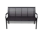 3 Seater Outdoor Decor Garden Patio Deck Steel Frame Park Bench Chair Seat Black