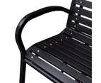 3 Seater Outdoor Decor Garden Patio Deck Steel Frame Park Bench Chair Seat Black
