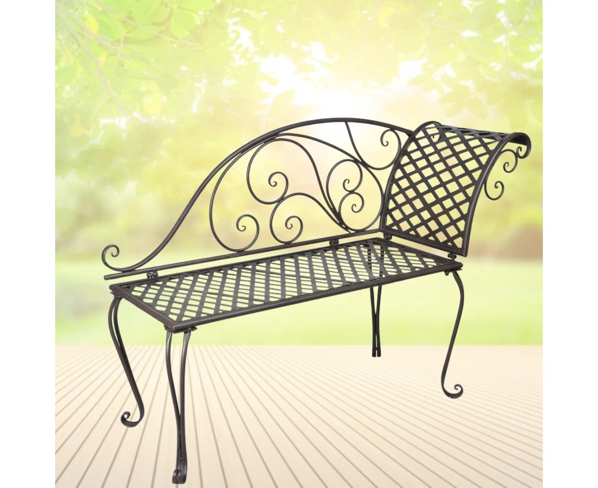 Antique Design Outdoor Garden Decor Metal Lounge Chaise Chair Bench Seat 128cm