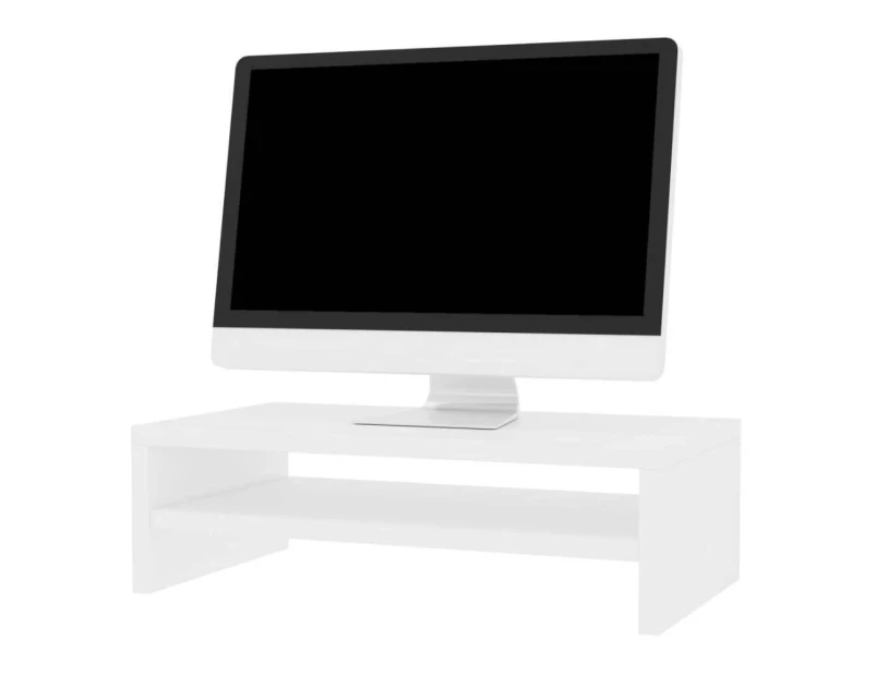 White Computer Monitor Stand With Storage Shelf TV Laptop Screen Platform Riser