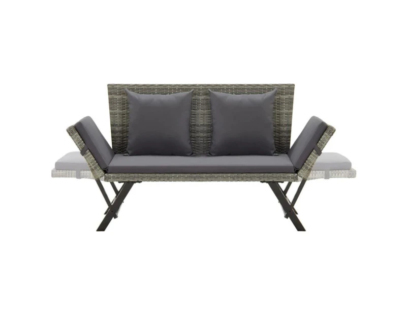 Outdoor Garden Bench Seat Patio Furniture Poly Rattan Chair w/ Cushions Grey