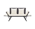 Outdoor Garden Bench Seat Patio Furniture Poly Rattan Chair w/ Cushions Black