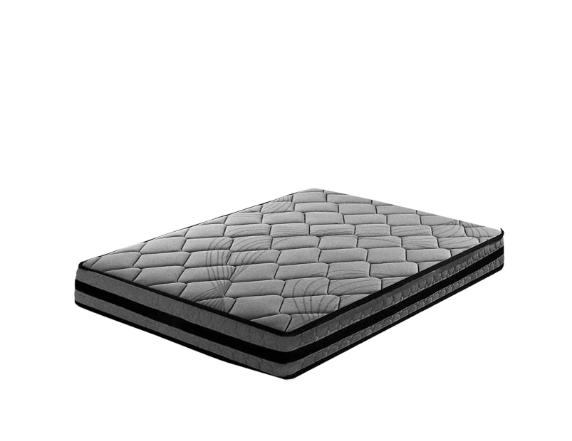 Single Size Mattress Bed Medium Firm Foam 5 Zone Pocket Spring 22cm Grey - Grey