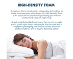 Single Size Bed 34cm Thick Foam Mattress 5 Zone Euro Top Medium Firm - Multicoloured