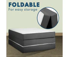 Folding Foam Portable Mattress Bed Bamboo Fabric Medium Firm - White & Grey - White