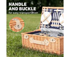 4 Person Picnic Basket Blue Baskets Deluxe Outdoor Corporate Blanket Park - Blue