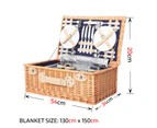 4 Person Picnic Basket Blue Baskets Deluxe Outdoor Corporate Blanket Park - Blue