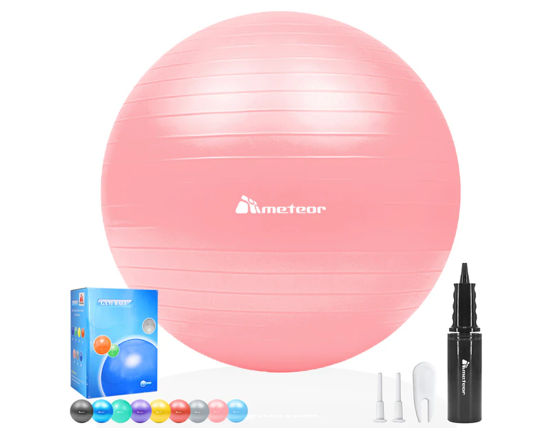 METEOR Anti-Burst Swiss Ball,Yoga Ball,Gym Ball,Exercise Ball,Pilates Ball,Birthing  Ball,Pet Training Ball,Therapy Ball (Pink 65cm)