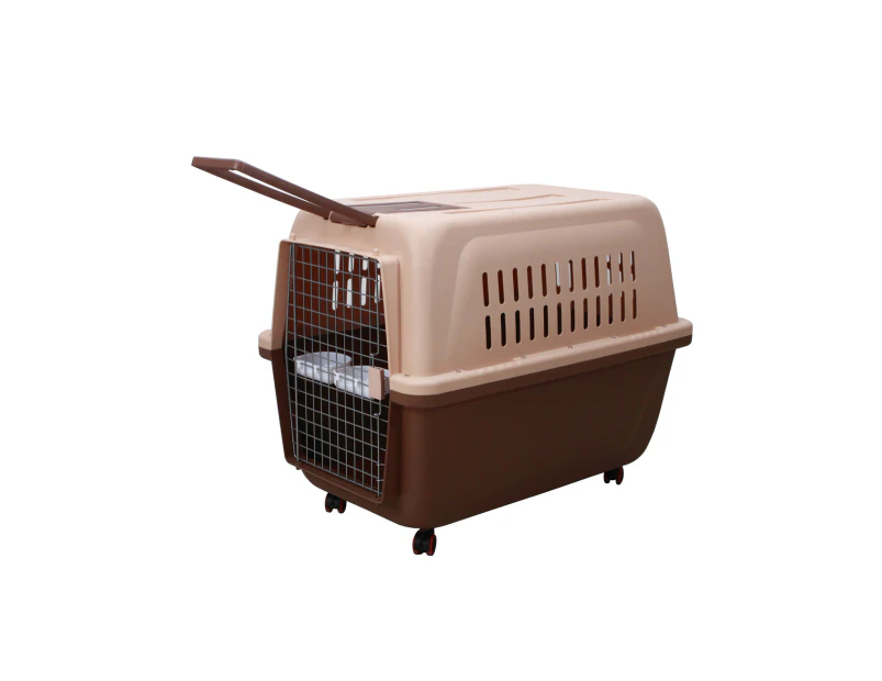YES4PETS Large Plastic Kennels Pet Carrier Dog Cat Cage Crate With Handle and Wheel