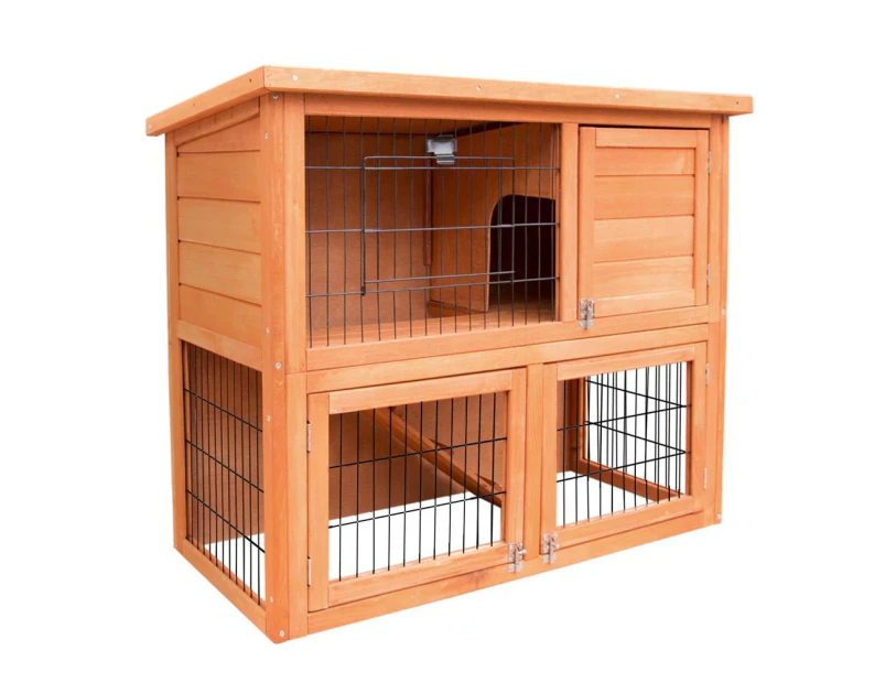 YES4PETS Double Storey Wooden Rabbit Hutch Chicken Coop Guinea Pig Cage