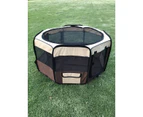 YES4PETS 75 cm Foldable Large Brown Dog Puppy Soft Playpen Enclosure