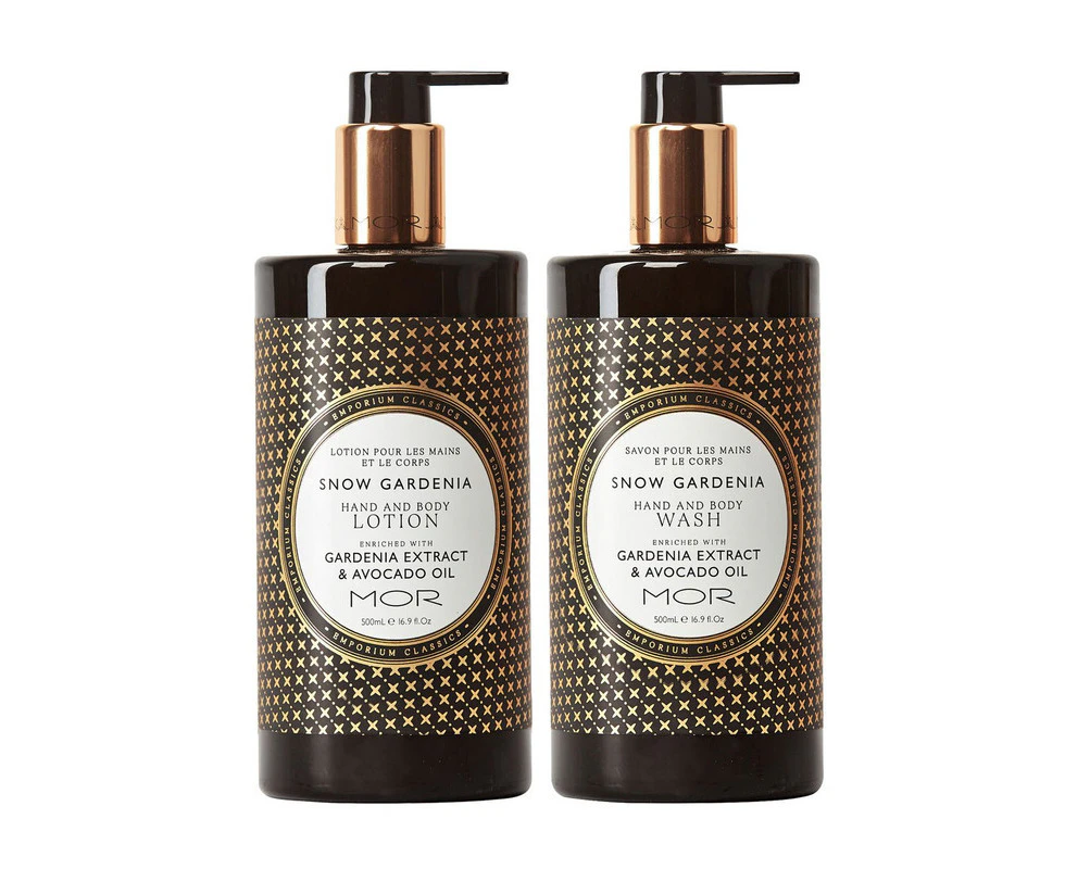 MOR Snow Gardenia Hand & Body Wash and Hand & Body Lotion Set