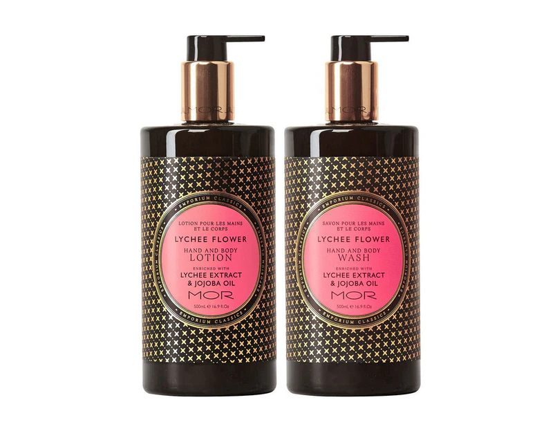 MOR Lychee Flower Hand & Body Wash and Hand & Body Lotion Set