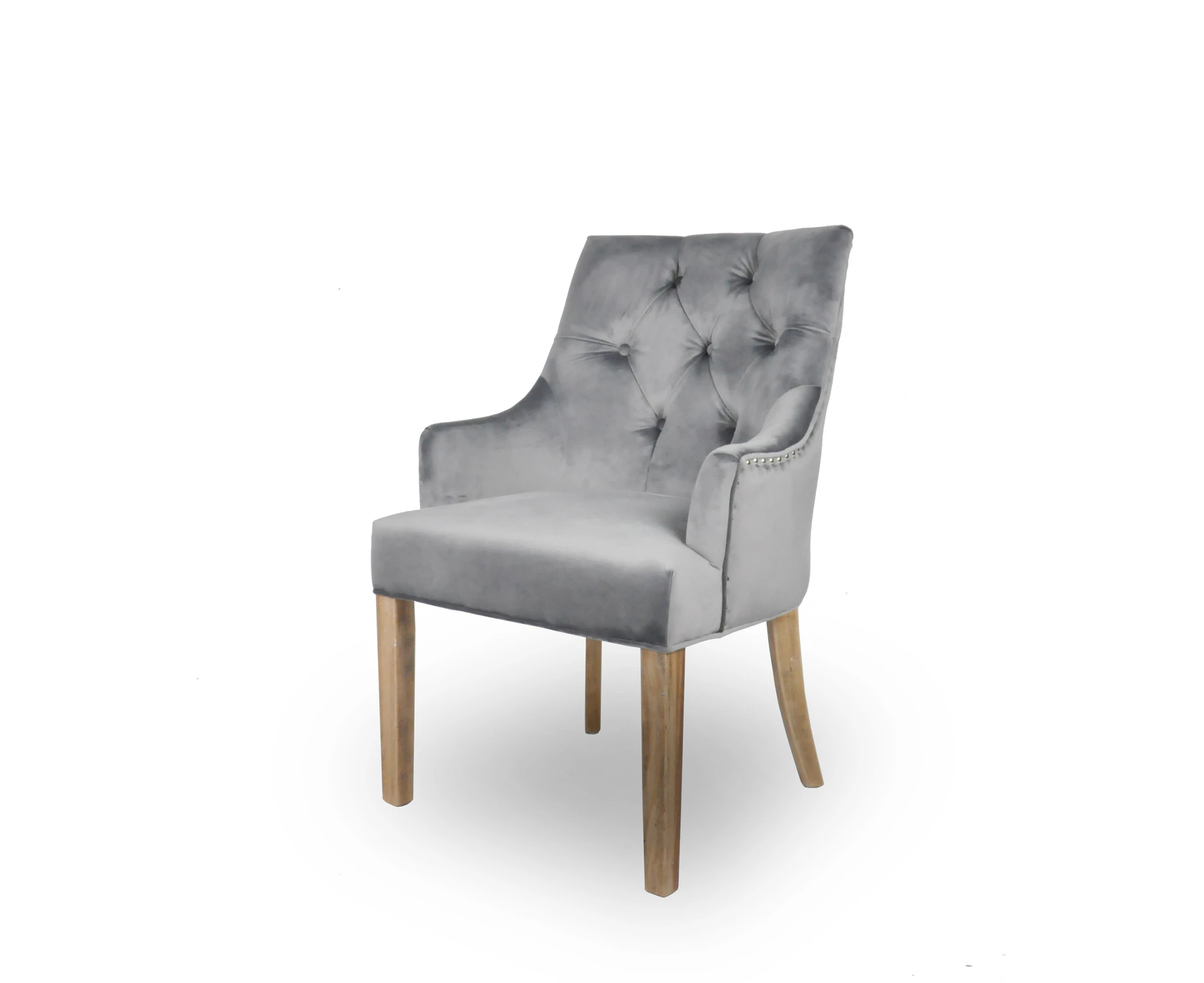 ARIANA | VELVET END CARVER CHAIR - SILVER