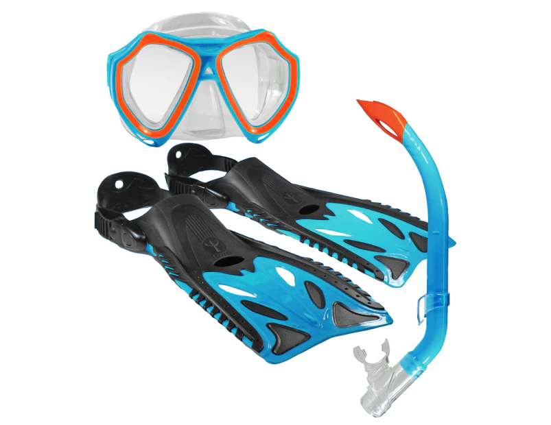 Land & Sea Nipper Snorkel, Mask & Fins Set - Blue Junior