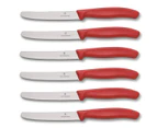Victorinox Steak and Tomato Knife 11cm Wavy Edge - Set of 6 Red