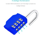 [2 pieces] 4-Digit Combination Padlock, Waterproof Combination Lock, Waterproof Metal and Combination Clasp in Plated Steel - Blue