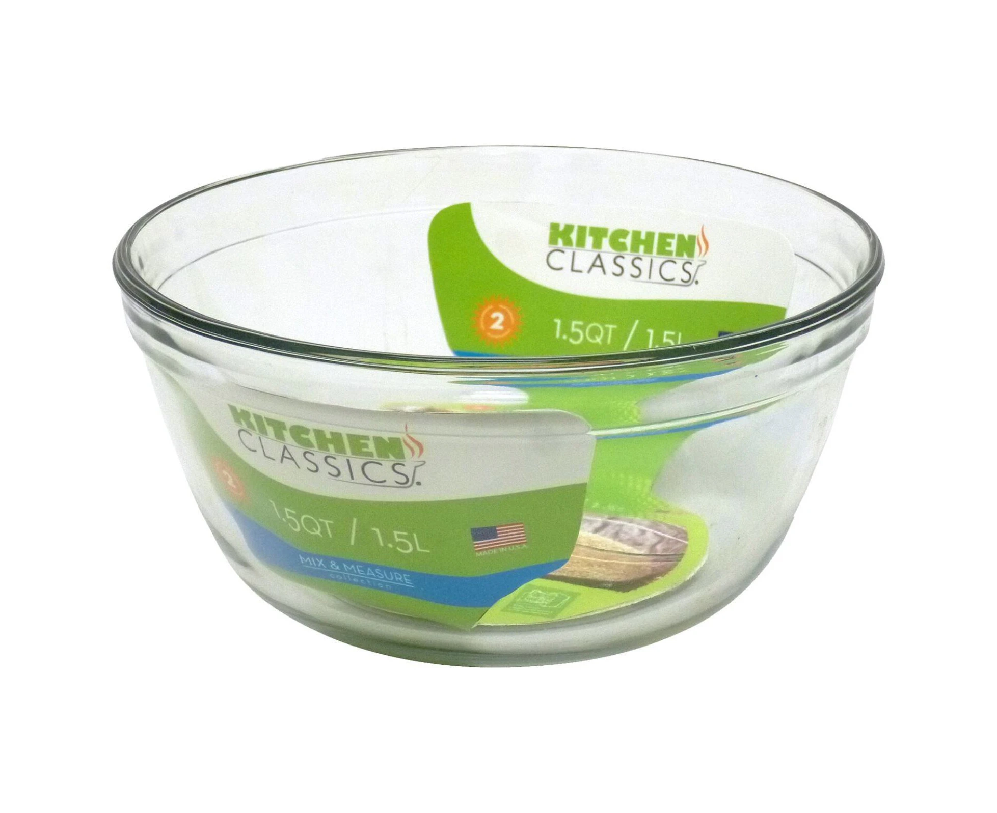 Kitchen Classics 1.5L Glass Mixing Bowl Measuring Tool Standard Size