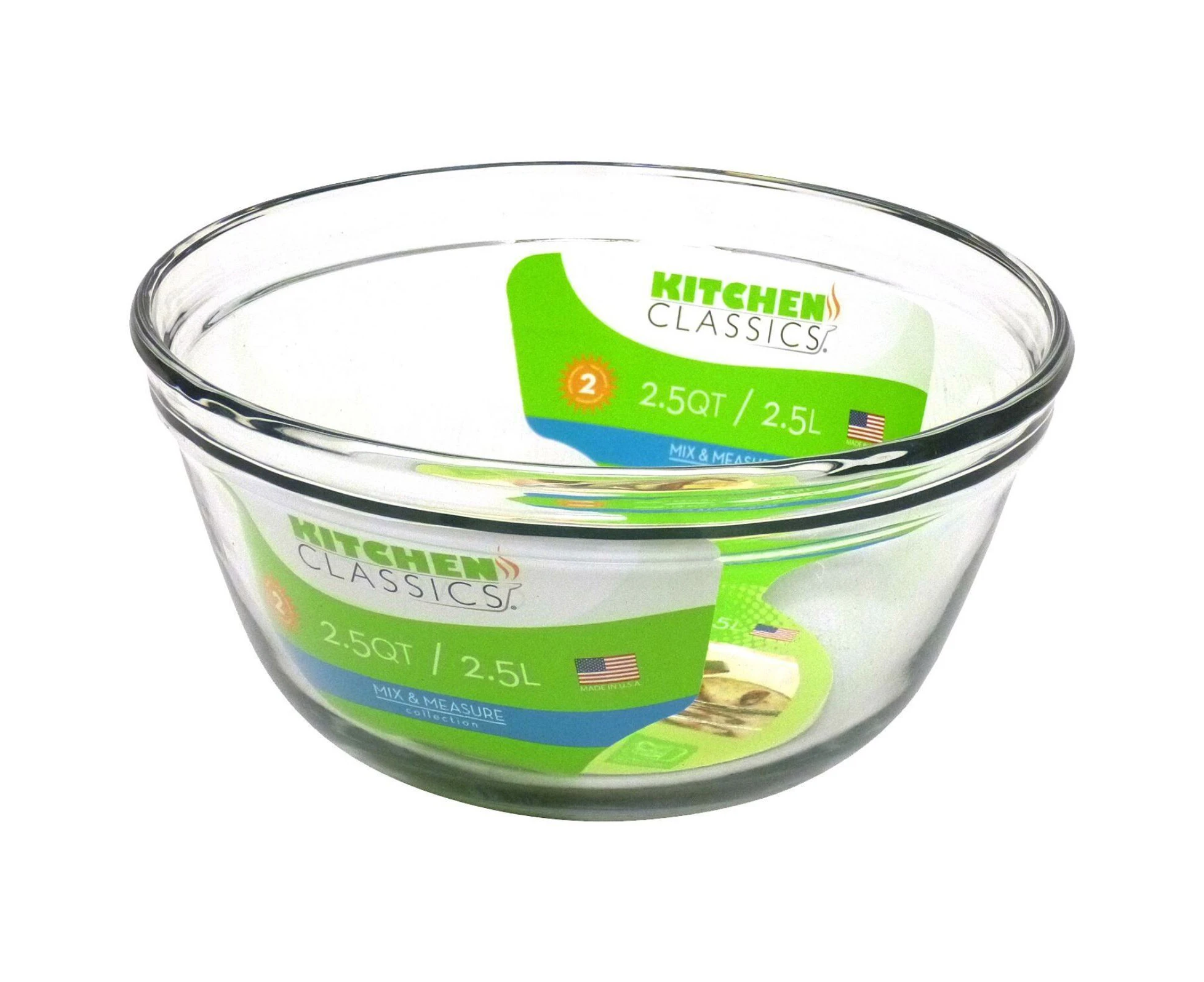 Kitchen Classics 2.5L Glass Mixing Bowl Measuring Tool