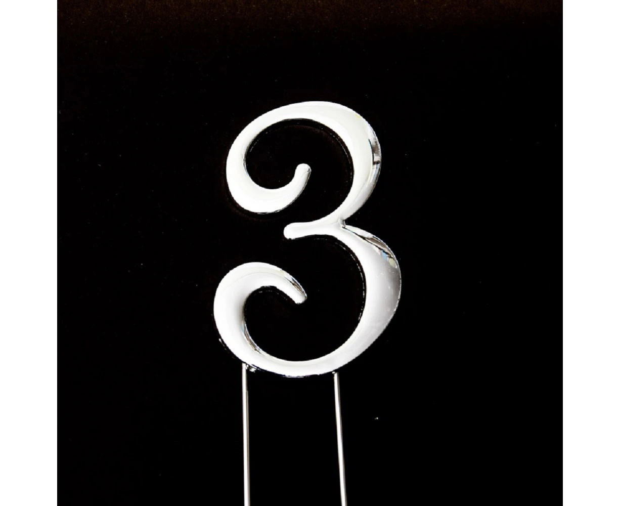 Bake Group Cake Topper - Silver Number 3