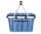 Sachi Insulated Carry Basket with Lid - Blue Stripe