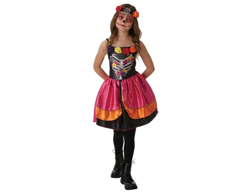 Day Of The Dead Sugar Skull Child 9-10 Yrs Costume Size: 9-10 Yrs