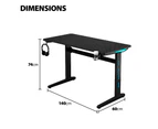 MIUZ Gaming Desk Office Computer Desk Home Study Work Table Racer Carbon Fiber Table RGB LED 140cm - Black