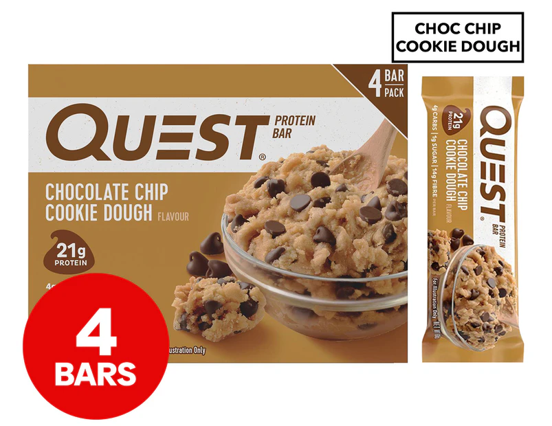 4 x Quest Protein Bar Chocolate Chip Cookie Dough 60g