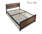 Royal Sleep King Bed Frame Solid Wooden Pine Iron Base Metal Platform