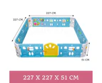Baby Playpen With Door - Super Giant Interactive Play Room 2.3 x 2.3m - Blue