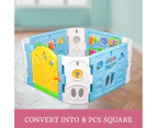 Baby Playpen with Door - Rectangle Interactive Play Room 1.6 x 1m - Blue