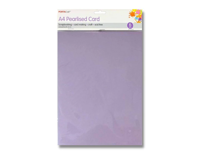 Pearlised Card A4 6pc - Lilac