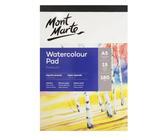 Mont Marte Watercolour Pad German Paper A5 180gsm 15 Sheet